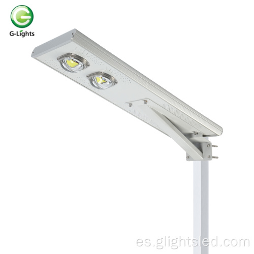 Aluminio de alto brillo IP65 impermeable 50W 100W 150W 200W COB integrado todo en un LED Solar Street Light